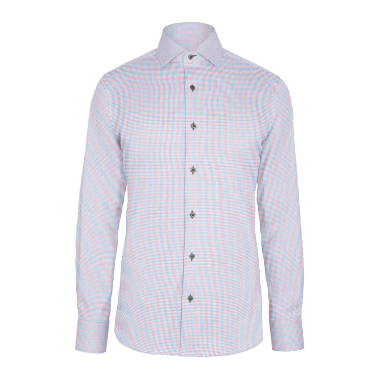 Blue Pink Check Twill custom shirt