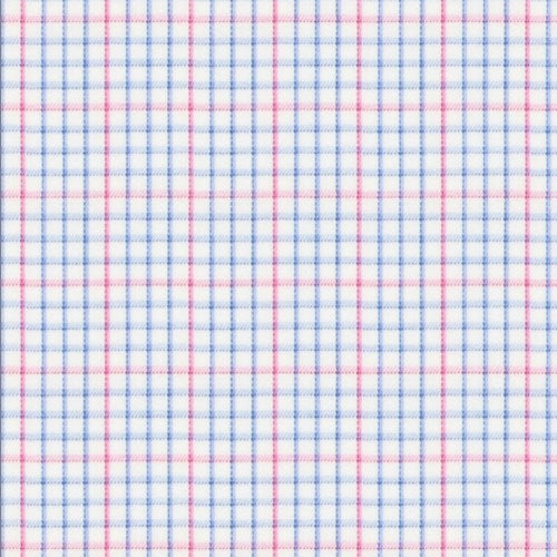 Blue Pink Check Twill fabric swatch