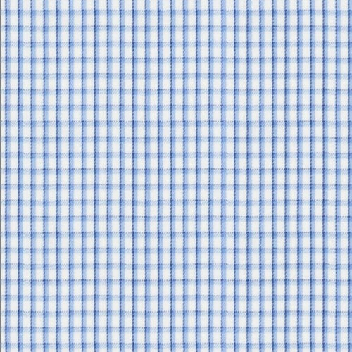 Light Blue Navy Check Twill fabric swatch