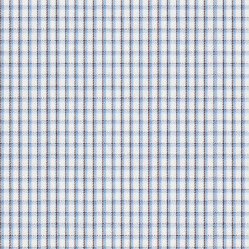 Light Blue Brown Check Twill fabric swatch
