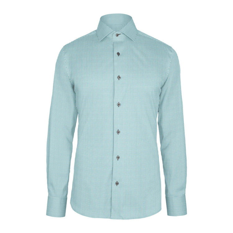 Light Blue Green Check Twill custom shirt