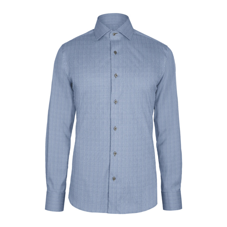 Light Blue Navy Check Twill custom shirt