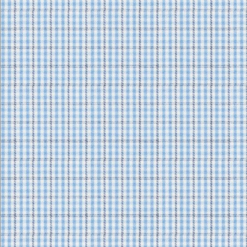 Light Blue Navy Check Twill fabric swatch