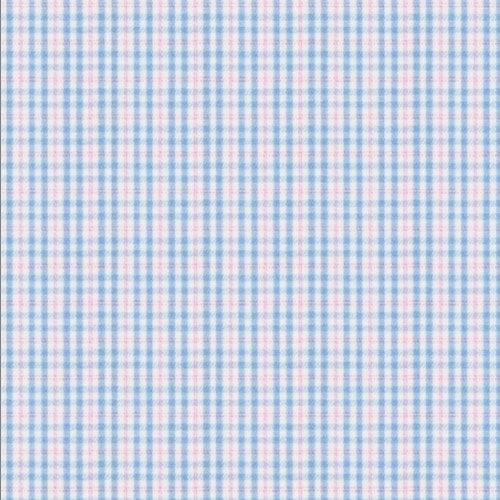 Blue Pink Check Twill fabric swatch