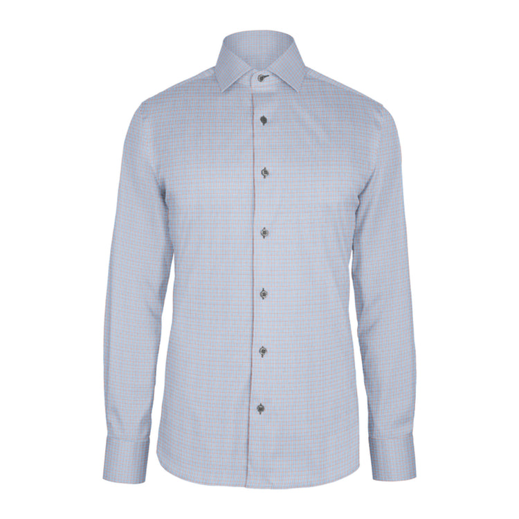 Blue Red Check Twill custom shirt
