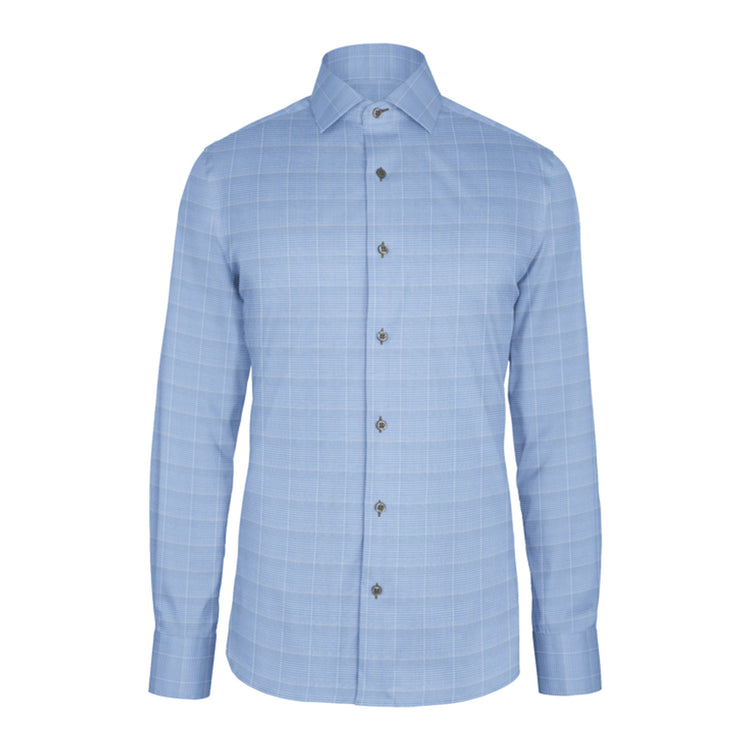 Light Blue Prince of Wales custom shirt