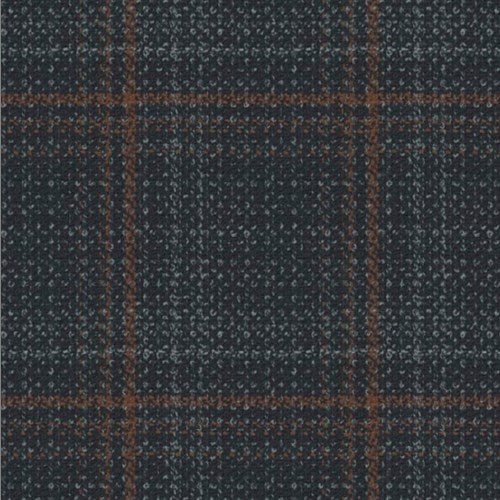 Lanificio di Lusso charcoal copper track check fabric swatch