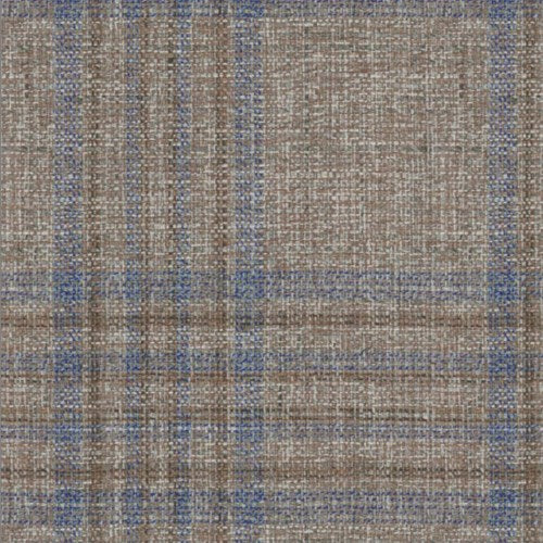Guabello brown blue plaid fabric swatch