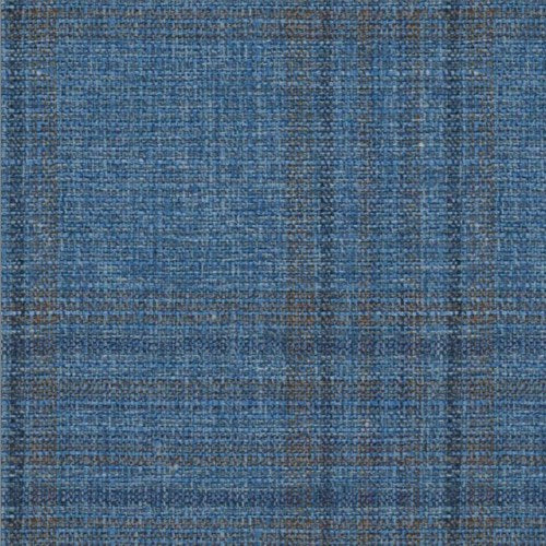 Guabello blue tan plaid fabric swatch