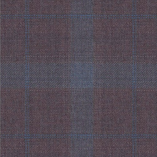 Reda dusty rose blue shadow plaid fabric swatch.