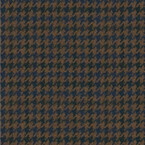Kensington brown blue houndstooth fabric swatch