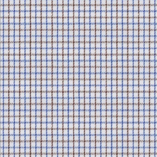 Blue Brown Mini Tattersall fabric swatch