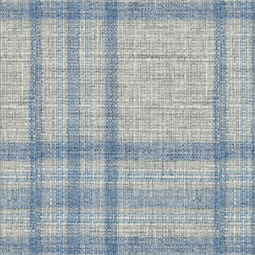 Guabello light grey blue multi plaid fabric swatch