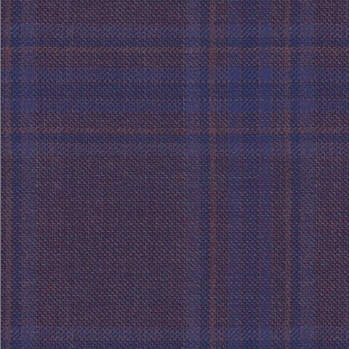 Reda Maroon Blue Track Windowpane Jacket fabric swatch