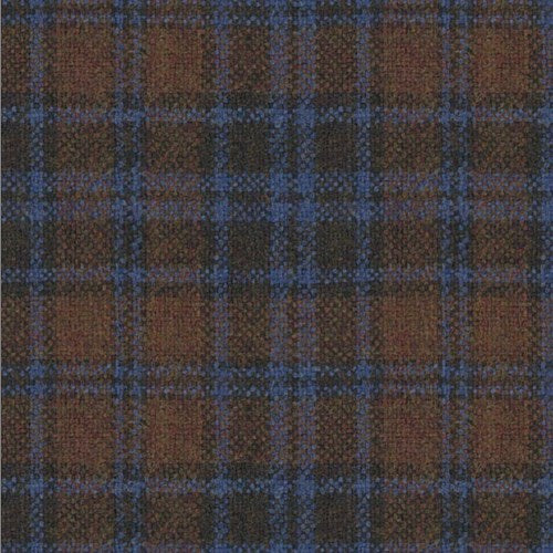 Kensington brown blue plaid fabric swatch