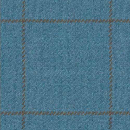 Kensington turquoise tan windowpane fabric swatch