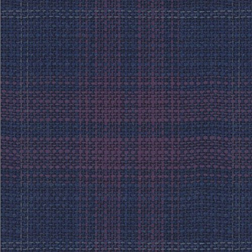 Lanificio di Lusso navy violet windowpane check fabric swatch