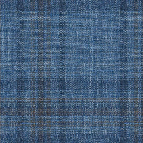 Guabello blue brown multi plaid fabric swatch