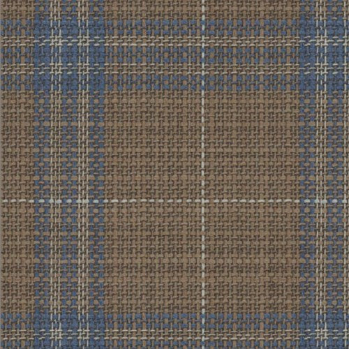 Lanificio di Lusso brown blue window check fabric swatch