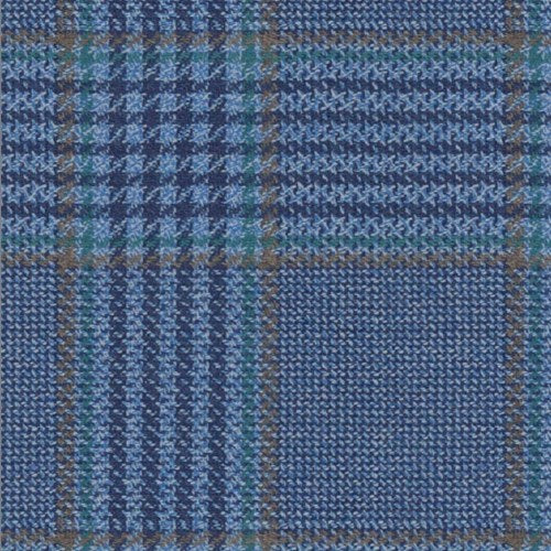 Lanificio di Lusso light blue tan track windowpane fabric swatch