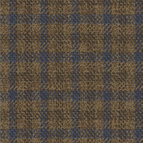 Kensington tan blue check fabric swatch