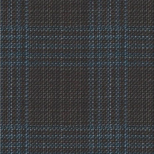 Lanificio di Lusso brown blue windowpane fabric swatch