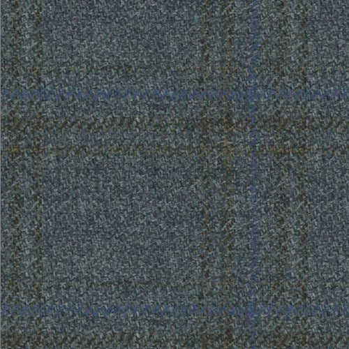 Kensington grey blue check fabric swatch