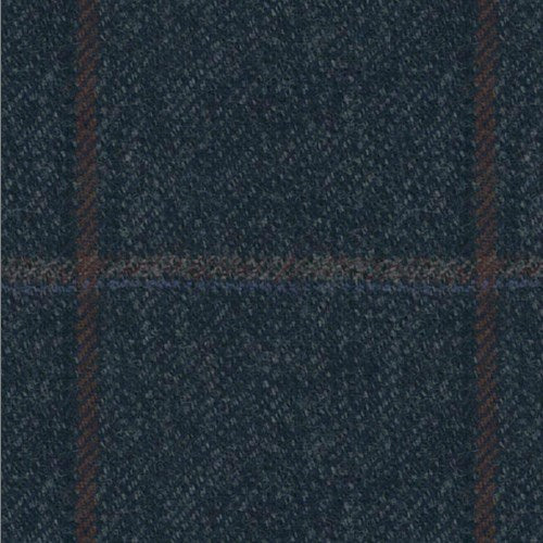 Kensington navy brown windowpane fabric swatch