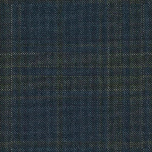 Reda spruce olive plaid windowpane fabric swatch.