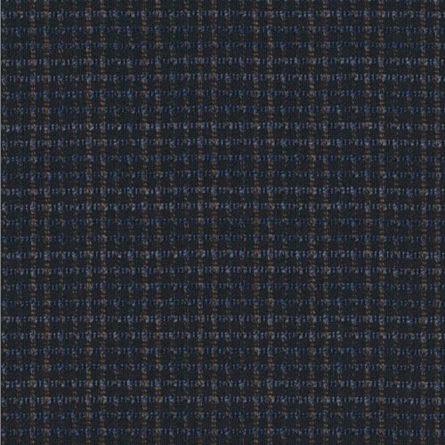 Lanificio di Lusso navy brown basket check fabric swatch