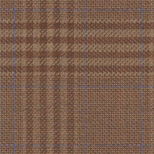 Lanificio di Lusso wheat light blue track plaid fabric swatch