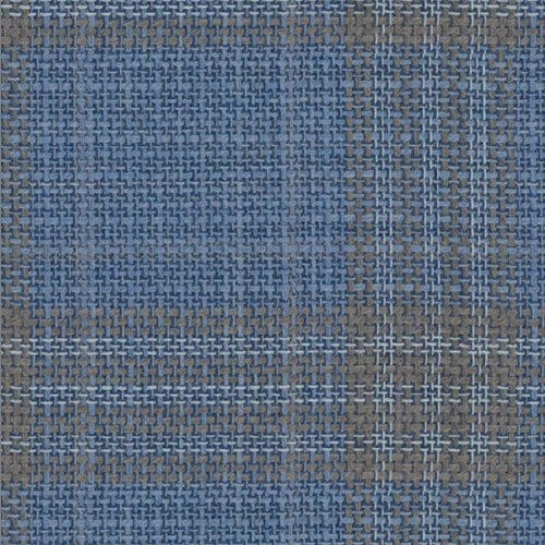 Lanificio di Lusso light blue tan plaid fabric swatch