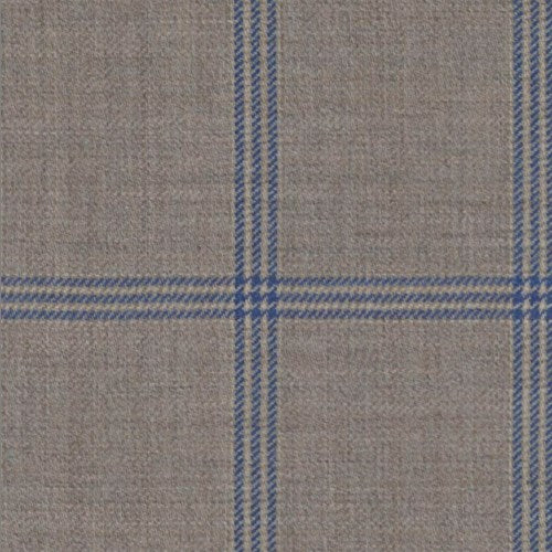 Reda Tan Blue Windowpane Jacket fabric swatch