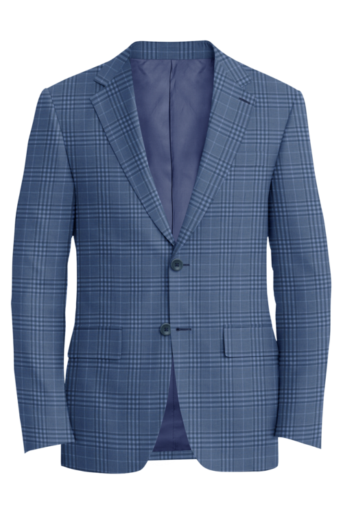 Lanificio di Lusso Light Blue Plaid Jacket in light blue plaid fabric