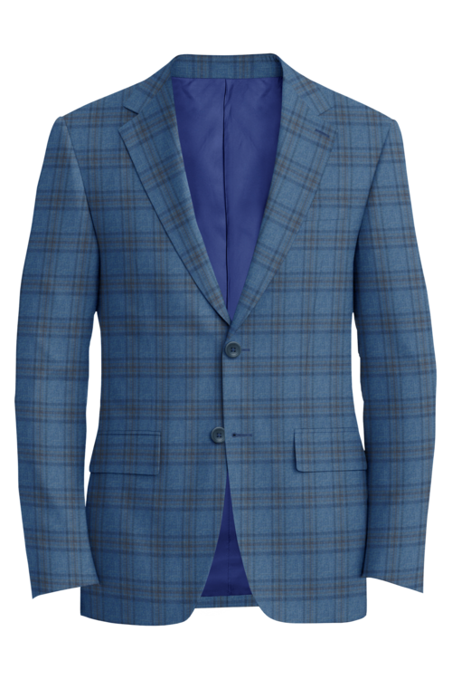 Guabello Blue Brown Multi Plaid Jacket in blue brown multi plaid fabric