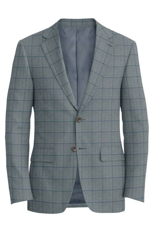 Kensington Light Grey Navy Windowpane Jacket in light grey navy windowpane fabric