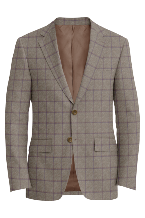 Guabello Brown Blue Windowpane Jacket in brown blue windowpane fabric
