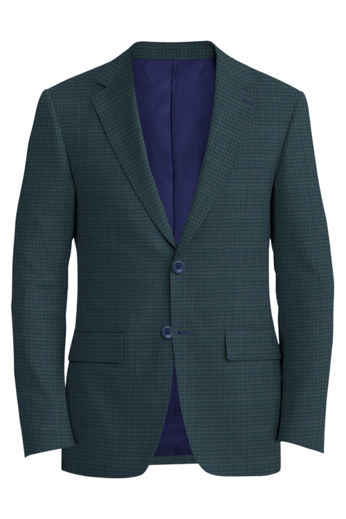 Kensington Navy Green Houndstooth Jacket in navy green houndstooth fabric