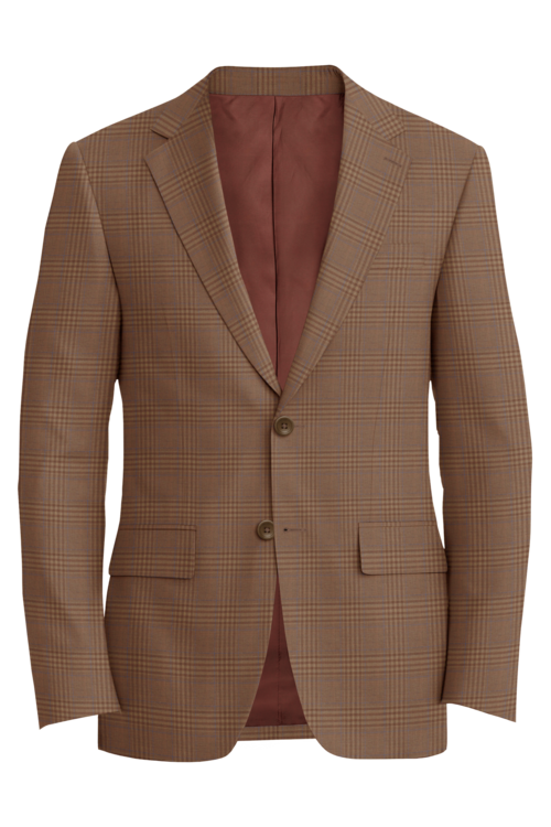 Lanificio di Lusso Wheat Light Blue Track Plaid Jacket in wheat light blue track plaid fabric