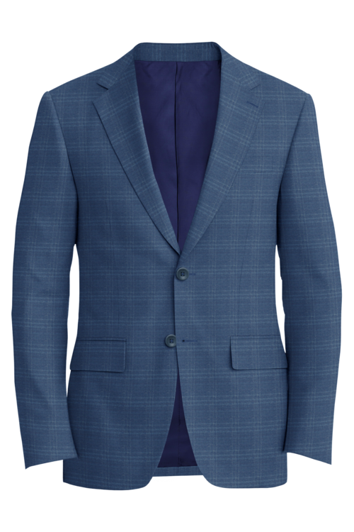 Guabello Blue Tonal Plaid Jacket in blue tonal plaid fabric