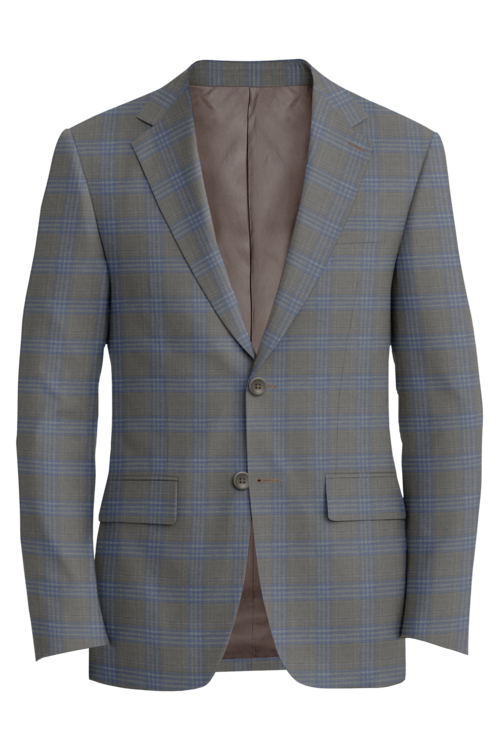 Lanificio di Lusso Taupe Grey Plaid Jacket in taupe grey plaid fabric