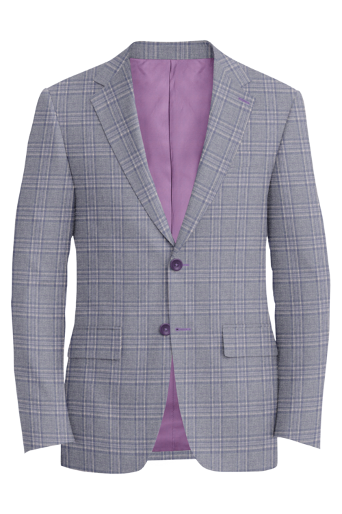 Guabello Lavender Ivory Plaid Jacket in lavender ivory plaid fabric