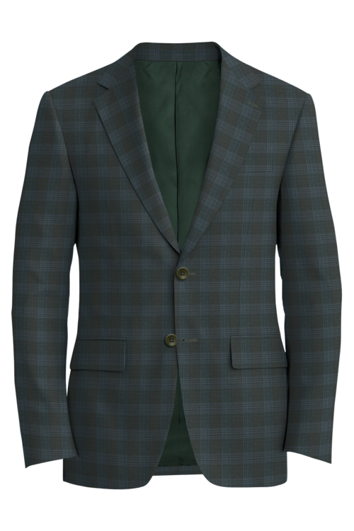 Lanificio di Lusso Olive Blue Windowpane Jacket in olive blue windowpane fabric
