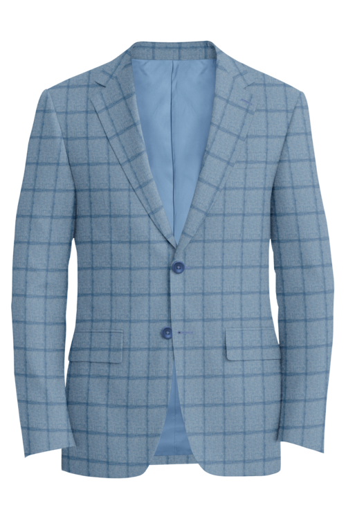 Guabello Light Blue Windowpane Jacket in light blue windowpane fabric