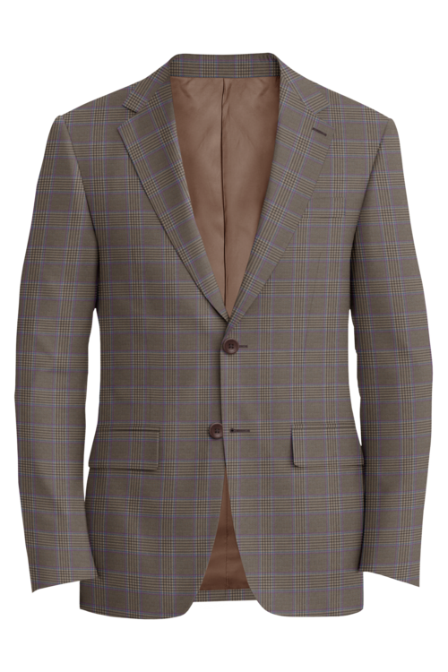 Lanificio di Lusso Tan Lavender Track Windowpane Jacket in tan lavender track windowpane fabric