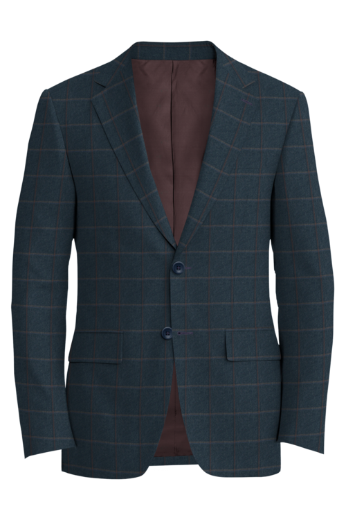 Kensington Navy Brown Windowpane Jacket in navy brown windowpane fabric