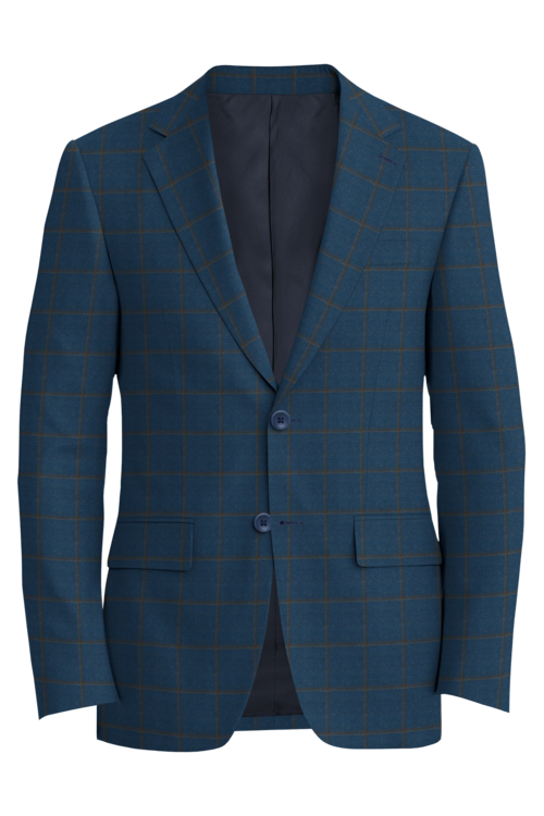 Kensington Blue Brown Windowpane Jacket in blue brown windowpane fabric