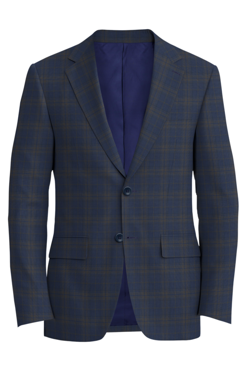 Reda Navy Brown Plaid Windowpane Jacket