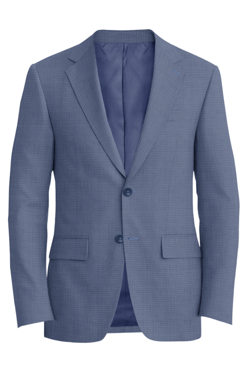 Lanificio di Lusso Blue Navy Mini Check Jacket in blue navy mini check fabric