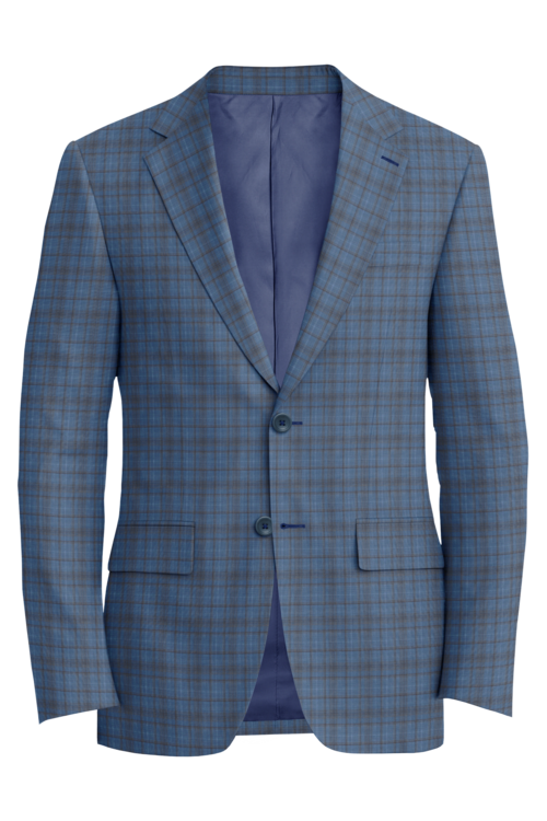 Reda Light Blue Brown Plaid Jacket